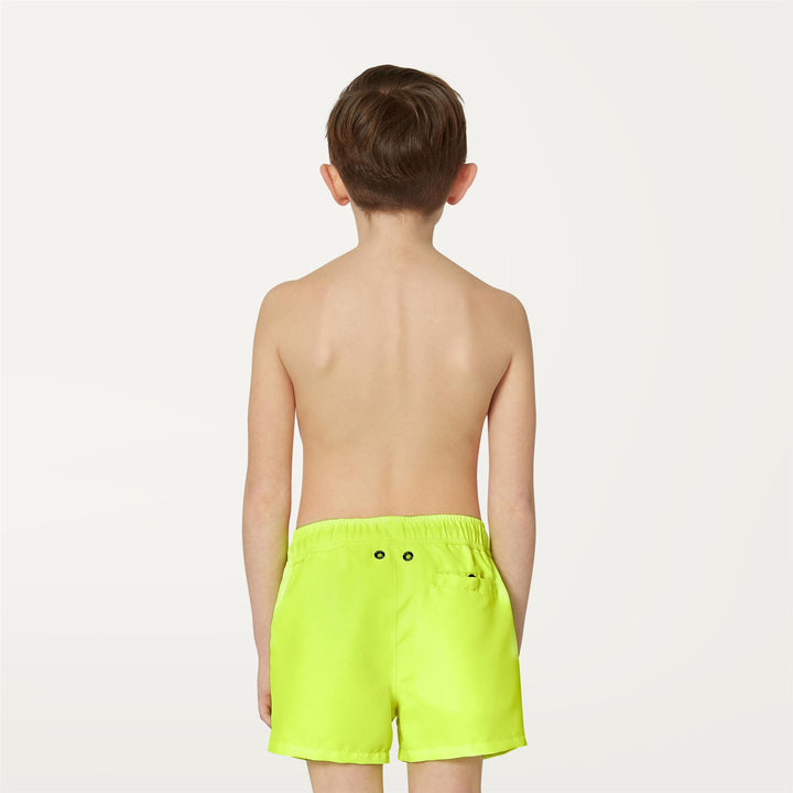 Bathing Suits Boy P. LE VRAI OLIVIER FLUO Swimming Trunk YELLOW SOLEIL Dressed Front Double		
