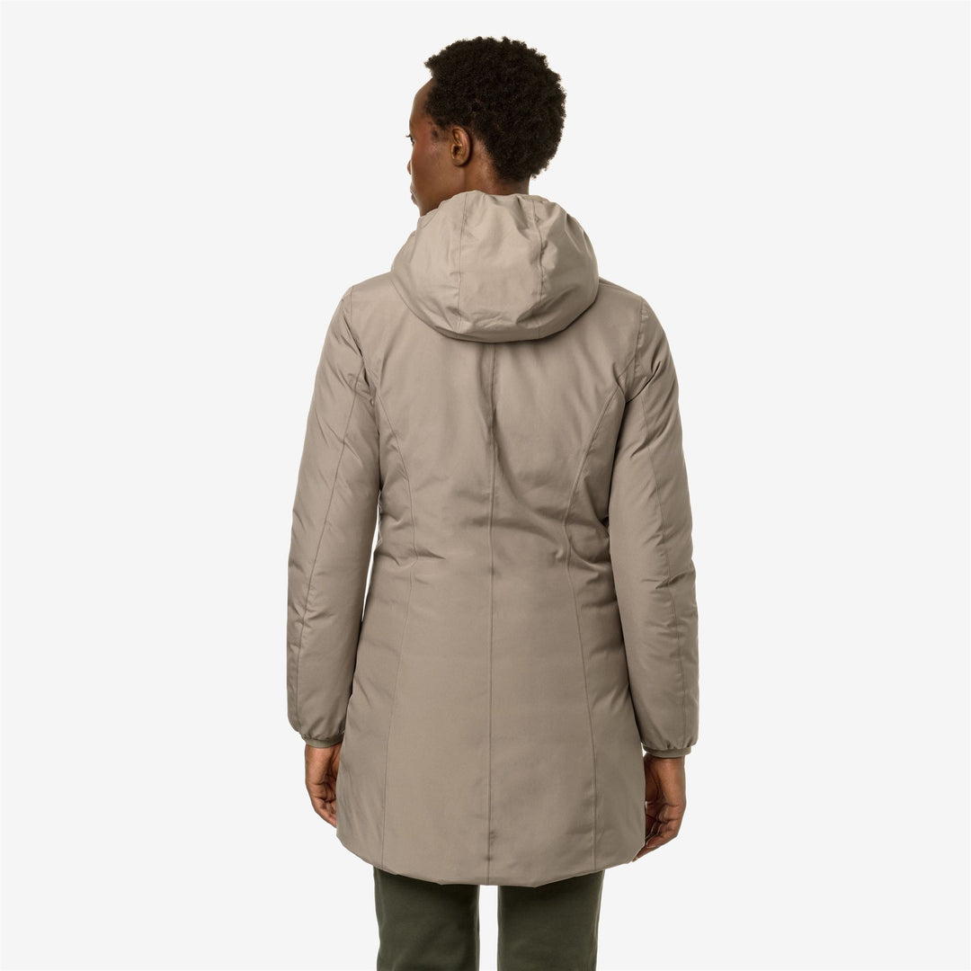 Giacca imbottita reversibile beige da donna, lunghezza 3/4 main