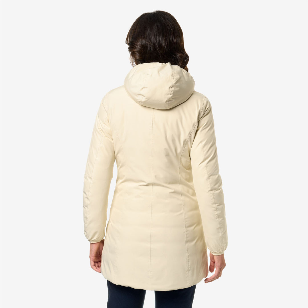 Jackets Woman DENISE STRETCH THERMO DOUBLE 3/4 Length BEIGE E-VIOLET P Dressed Front Double		