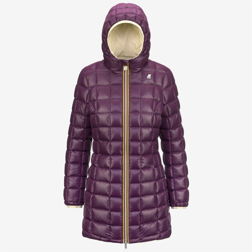 Jackets Woman DENISE STRETCH THERMO DOUBLE 3/4 Length BEIGE E-VIOLET P Dressed Front (jpg Rgb)	
