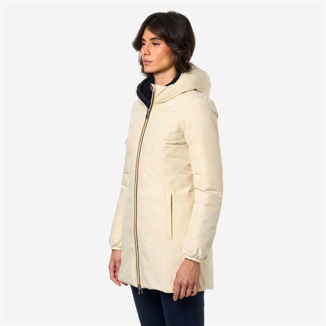 Jackets Woman DENISE STRETCH THERMO DOUBLE 3/4 Length BEIGE E-VIOLET P Detail (jpg Rgb)			