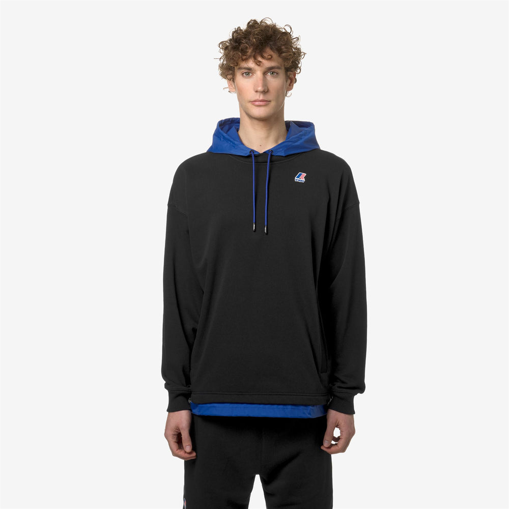 Black Blue Unisex City Fleece Jumper with Hood 02