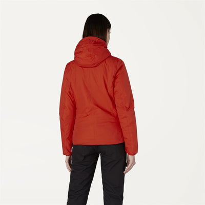 Jackets Woman LILY WARM PAPER SATIN Short ORANGE REDDISH Dressed Front Double		