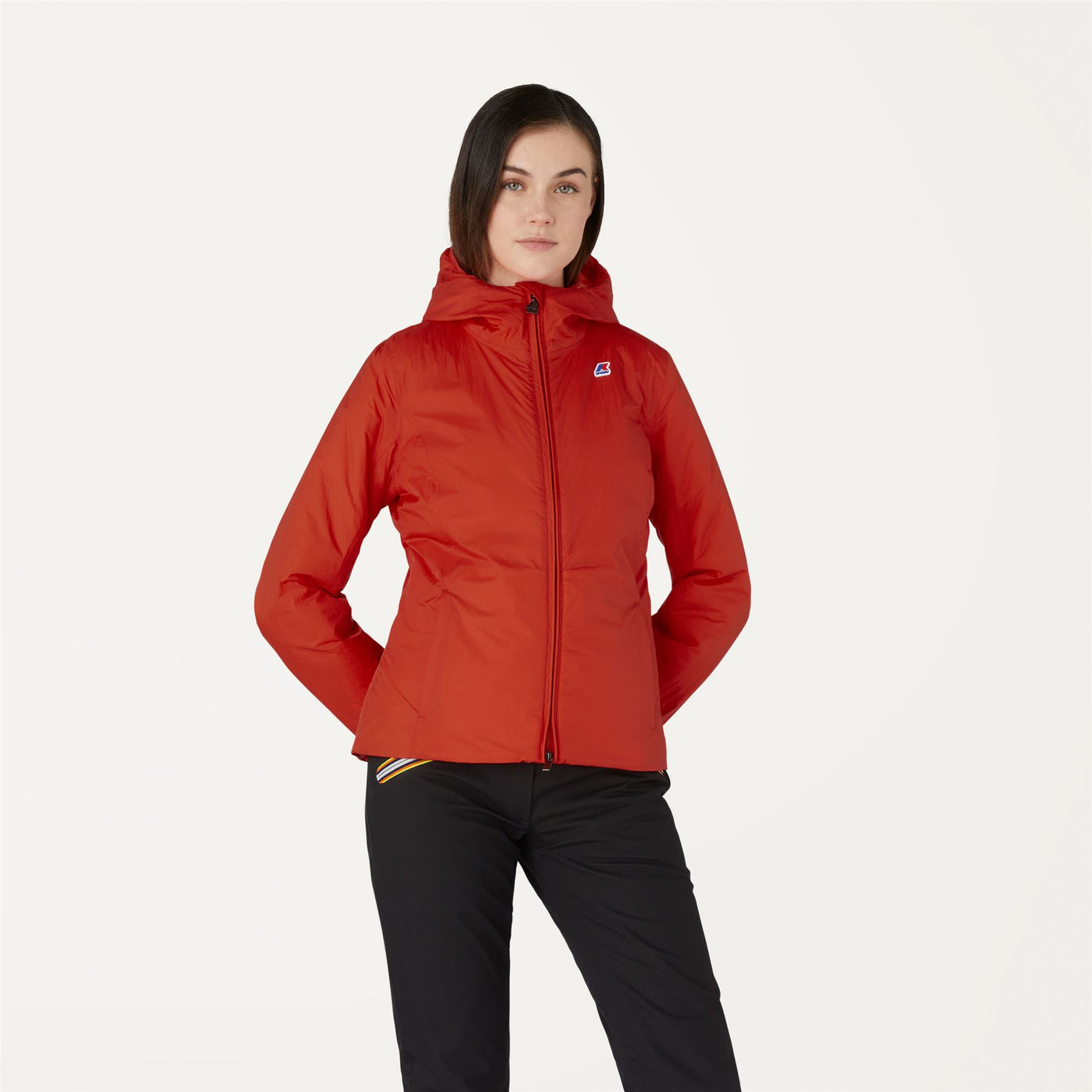 Jackets Woman LILY WARM PAPER SATIN Short ORANGE REDDISH Dressed Back (jpg Rgb)		