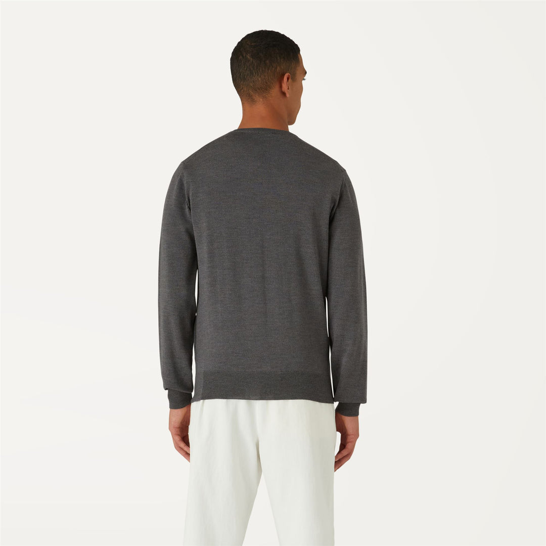 Knitwear Man ANTOINE MERINO Pull  Over GREY MD MEL Dressed Front Double		