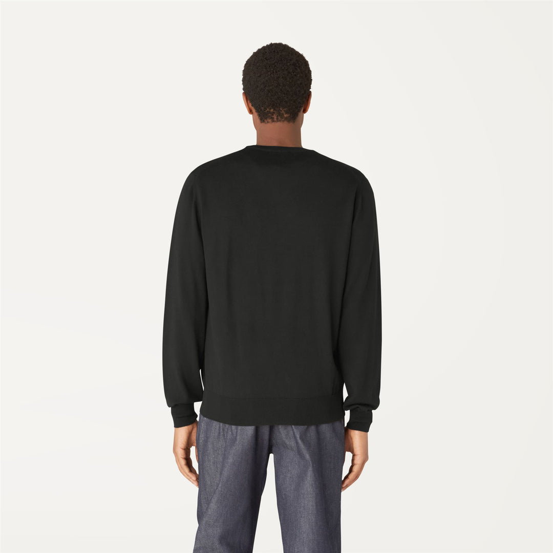 Knitwear Man ANTOINE MERINO Pull  Over BLACK PURE Dressed Front Double		