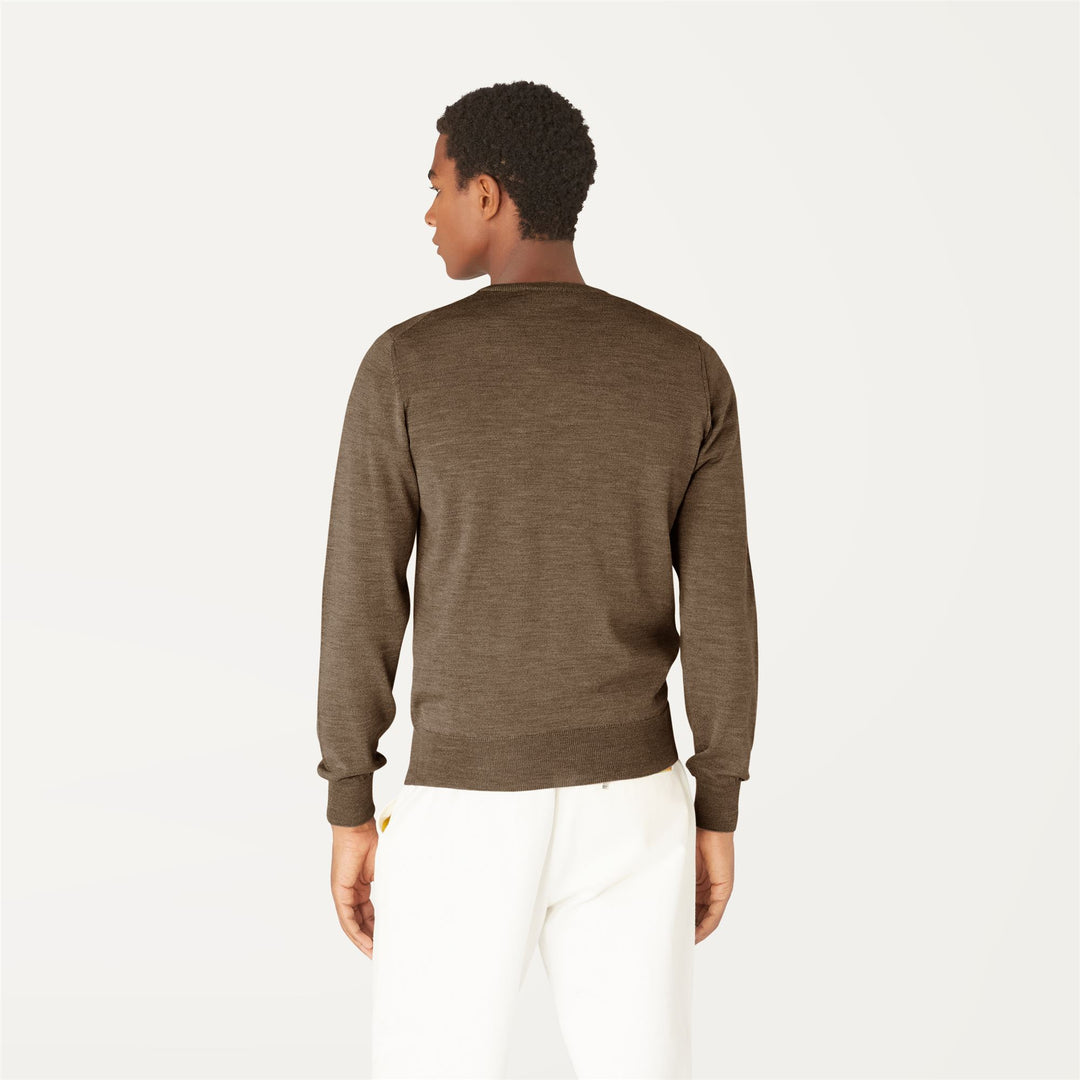 Knitwear Man ANTOINE MERINO Pull  Over BEIGE TAUPE Dressed Front Double		