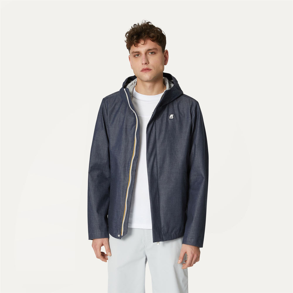 Denim blue Men's Waterproof City Jacket with Adjustable Features 02