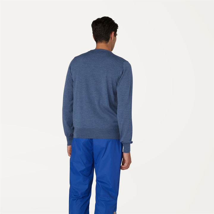 Knitwear Man SEBASTIEN MERINO Pull  Over BLUE INTENSE | kway Dressed Front Double		