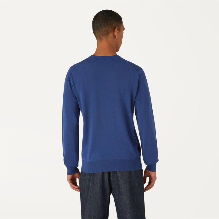 Knitwear Man SEBASTIEN MERINO Pull  Over BLUE MEDIEVAL | kway Dressed Front Double		