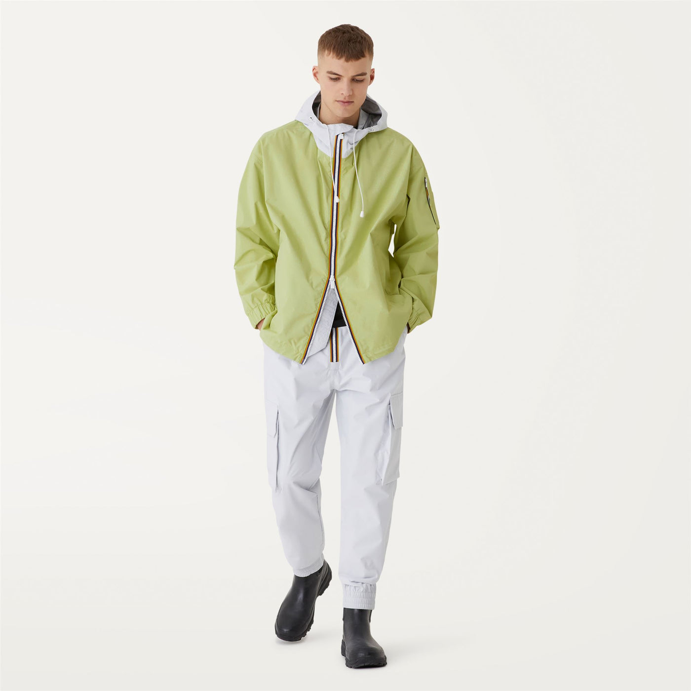 Jackets Unisex CLAUDEL 2.1 AMIABLE SILVER Mid YELLOW - WHITE Dressed Front (jpg Rgb)	