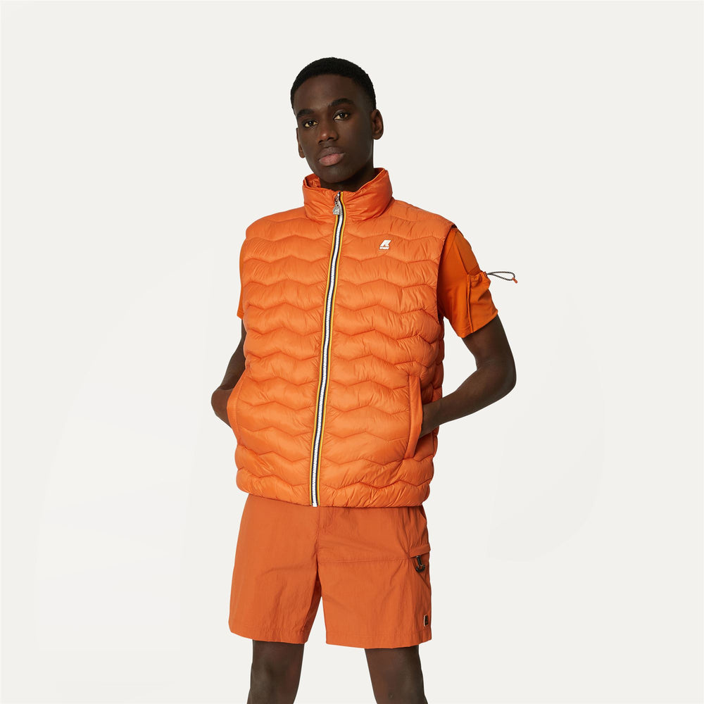 Copper orange Men's Eco-Friendly Quilted Vest for City Wear 02