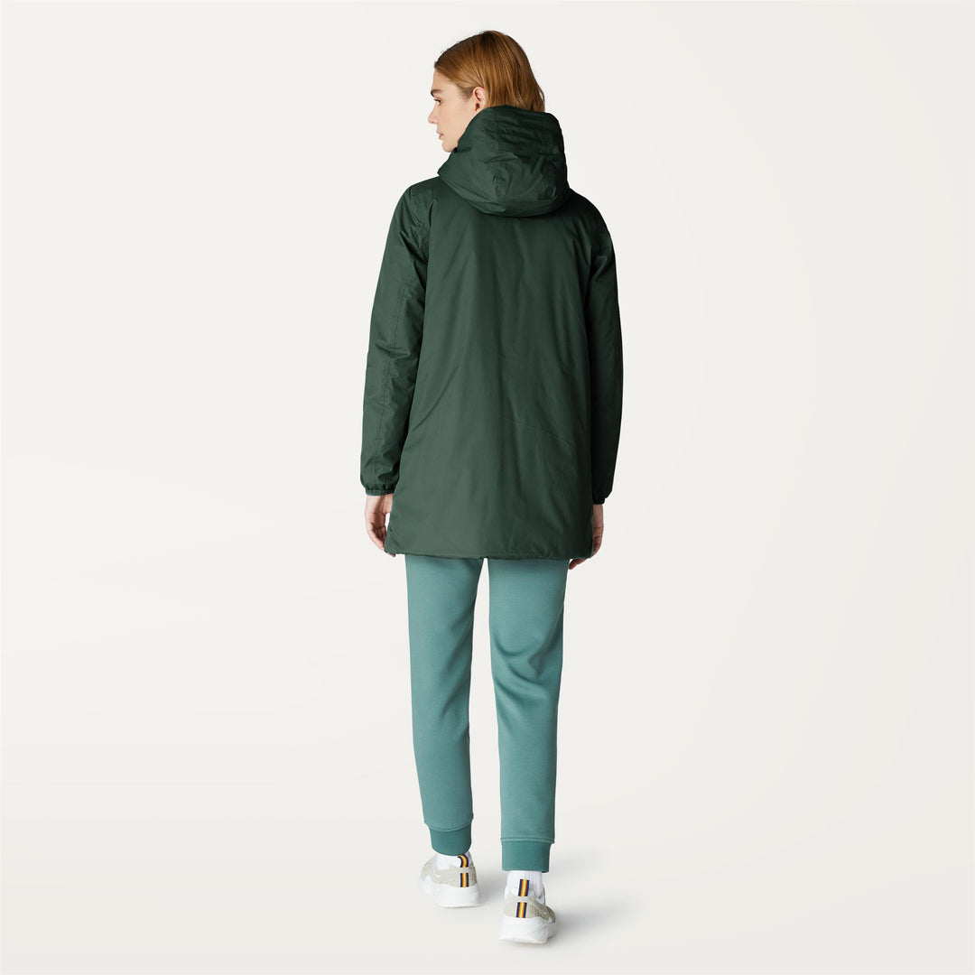 Jackets Woman SOPHIE  MICRO RIPSTOP MARMOTTA Mid GREEN LAUREL - BLUE DEPTH Dressed Front Double		
