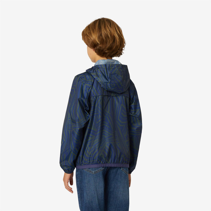 Jackets Kid unisex P. LE VRAI 3.0 CLAUDE GRAPHIC Mid OPTICAL GREEN BLUE Dressed Front Double		