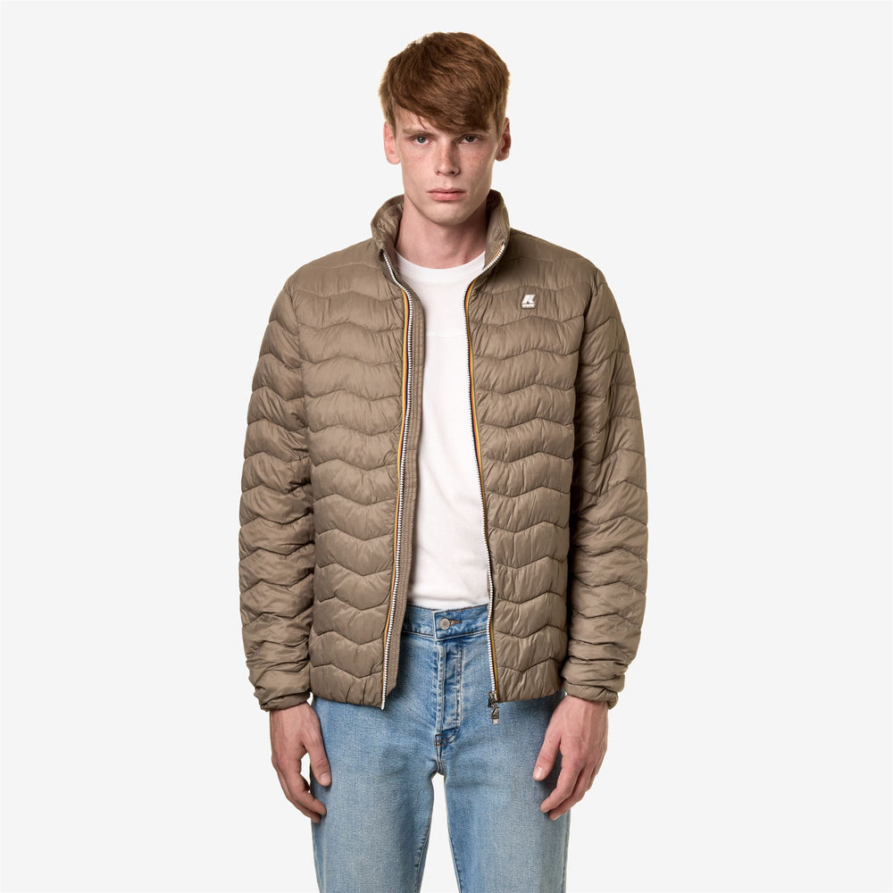 Beige Brown Men's Eco-Friendly Quilted City Jacket 02