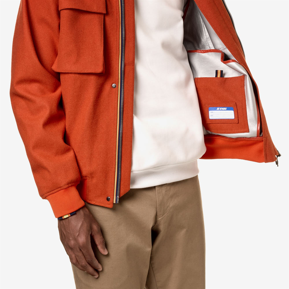 Melange Orange Men's Waterproof Field Jacket with Detachable Hood 02