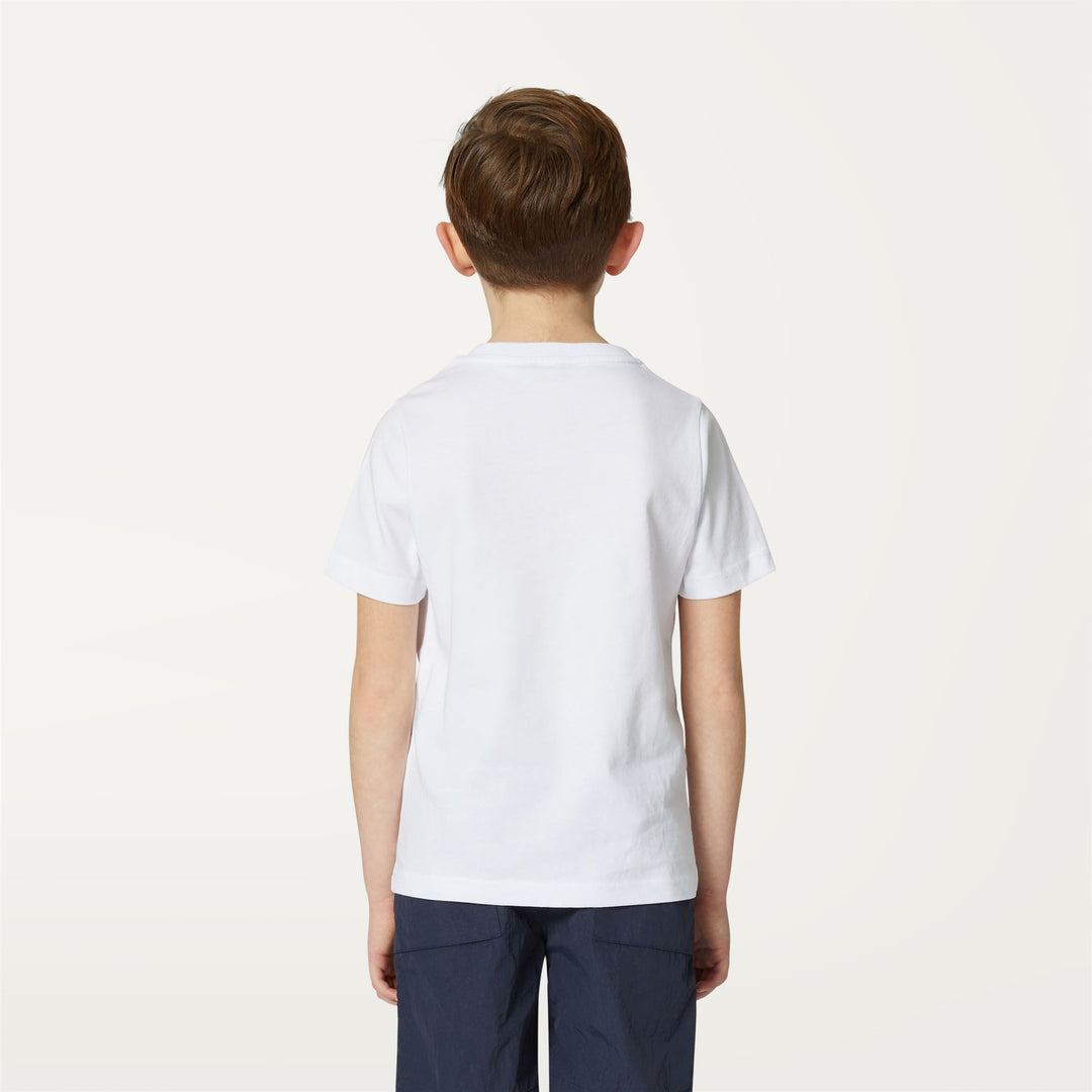 T-ShirtsTop Boy P. EDWING ROUND SLEEVES THREE PACK T-Shirt WHITE - ORANGE RUST - BLUE ULTRAMARINE Dressed Front Double		