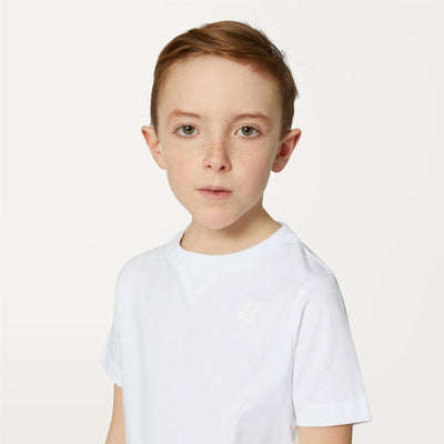 T-ShirtsTop Boy P. EDWING ROUND SLEEVES THREE PACK T-Shirt WHITE - ORANGE RUST - BLUE ULTRAMARINE Detail Double				
