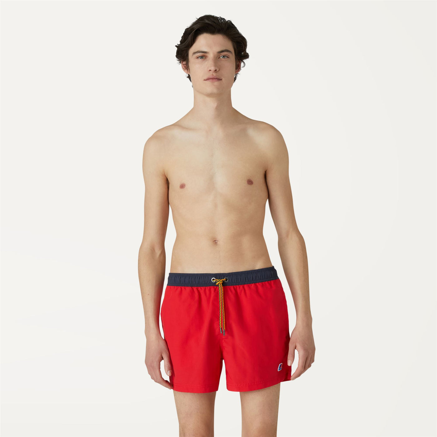 Bathing Suits Man HAZEL BICOLOR Swimming Trunk RED - BLUE DEPTH Dressed Back (jpg Rgb)		
