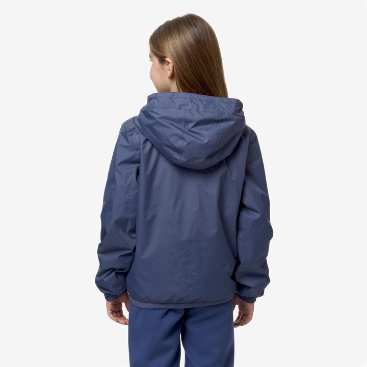 Jackets Kid unisex P. LE VRAI 3.0 CLAUDE WARM Mid BLUE INDIGO Dressed Front Double		