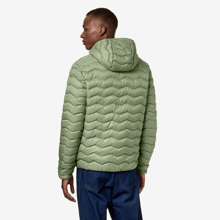Jackets Man JACK QUILTED WARM Short GREEN SAGE Dressed Front Double		