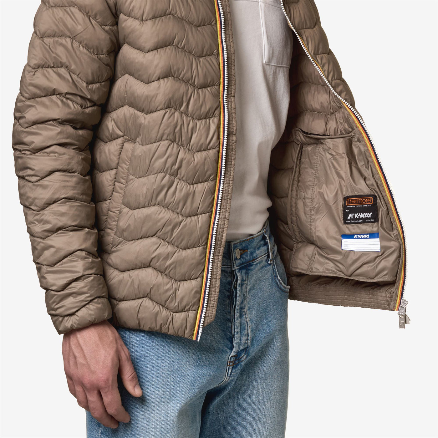 Jackets Man JACK QUILTED WARM Short BEIGE TAUPE Detail Double				