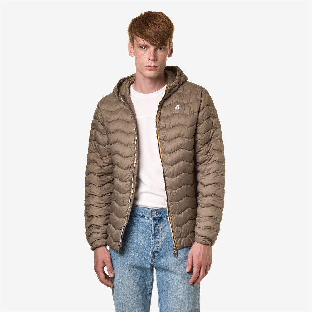 Beige Brown Men's Eco-Friendly Quilted Jacket for City Wear 02