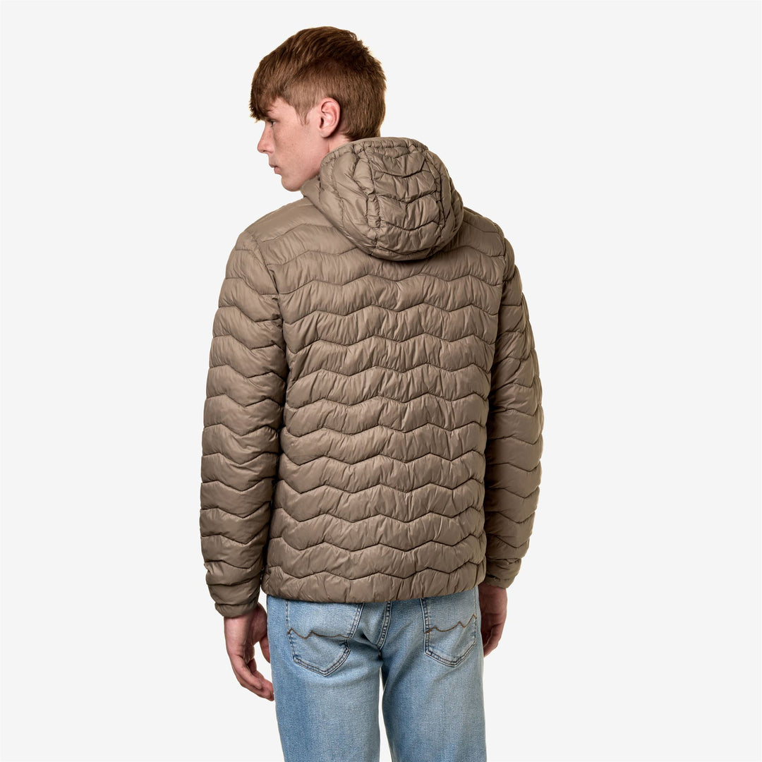 Jackets Man JACK QUILTED WARM Short BEIGE TAUPE Dressed Front Double		