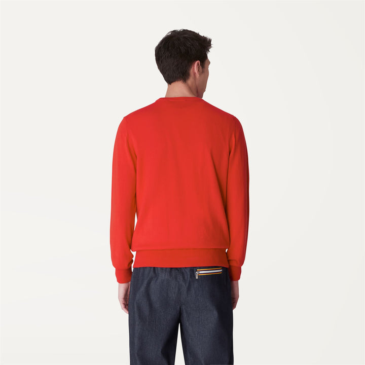 Knitwear Man AUGUSTE PLAIN STITCH Pull  Over ORANGE | kway Dressed Front Double		
