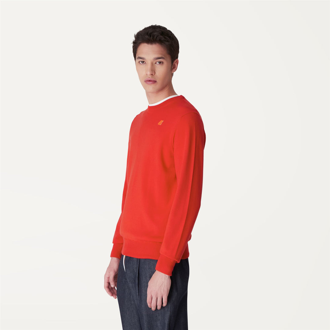 Suéter de verano de punto en naranja rojo para hombre 100% algodón main