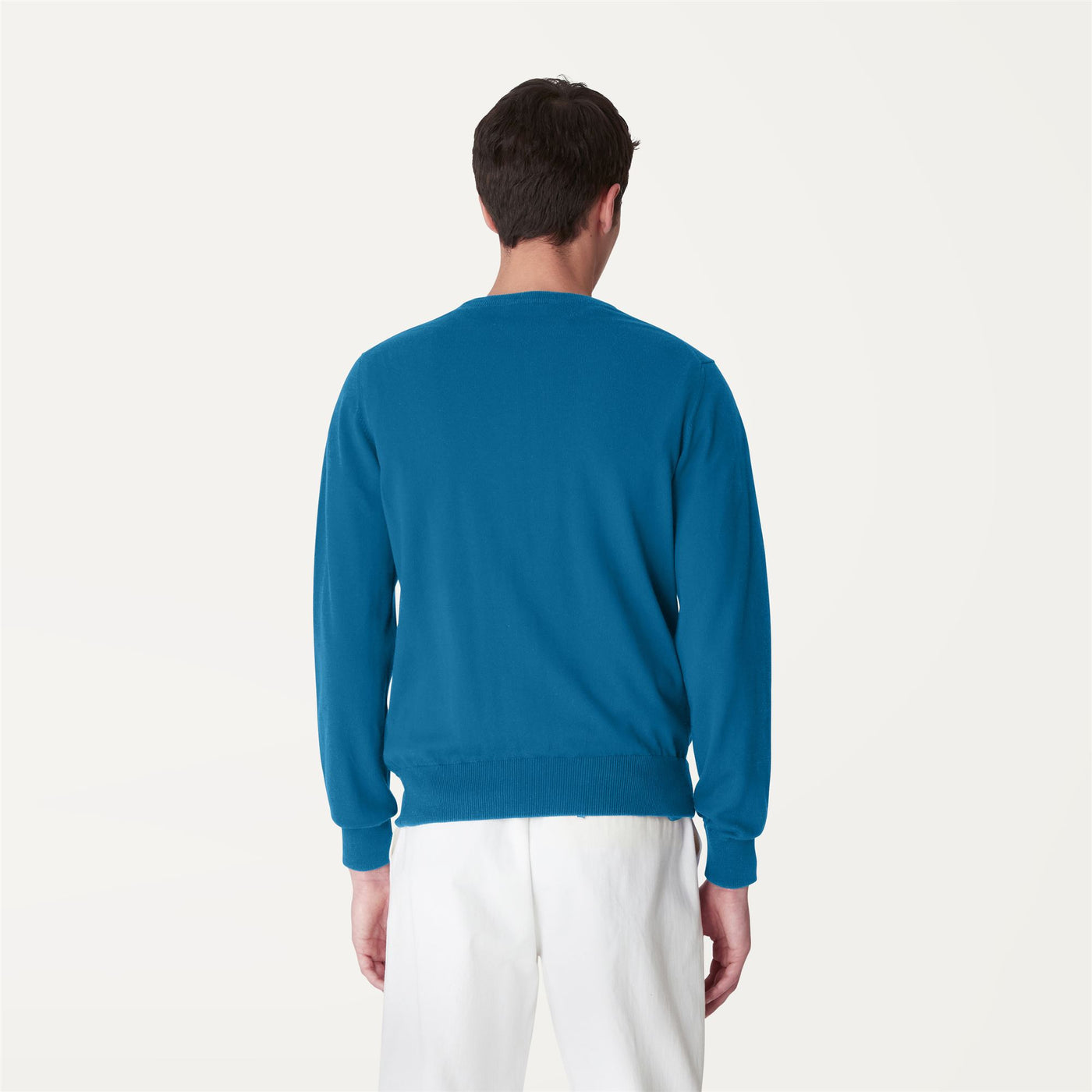 Knitwear Man AUGUSTE PLAIN STITCH Pull  Over BLUE TURQUOISE | kway Dressed Front Double		