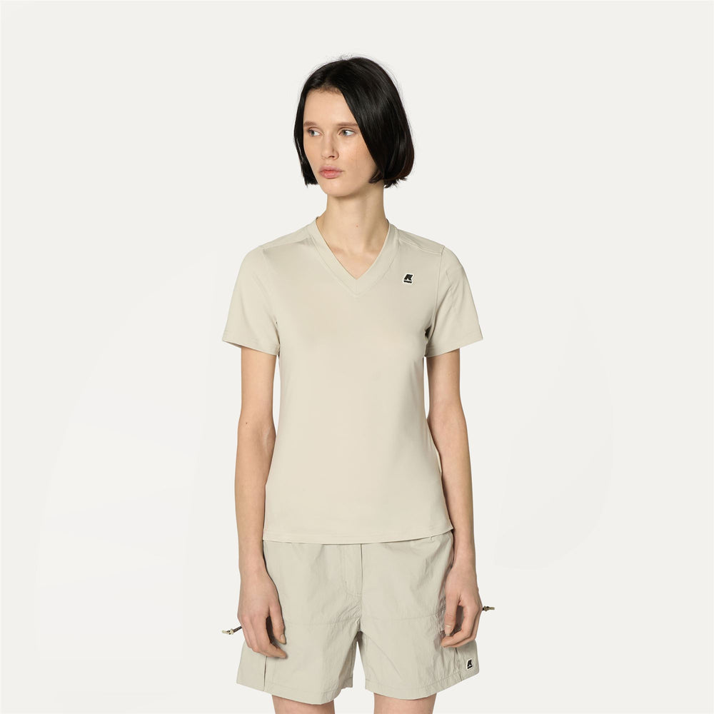 Beige Grey Women's Packable Outdoor T-Shirt with UV Protection 02