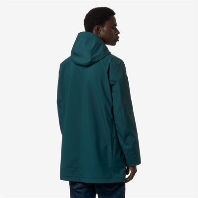 Jackets Man MARLYN BONDED Mid GREEN P-BLUE D Dressed Front Double		