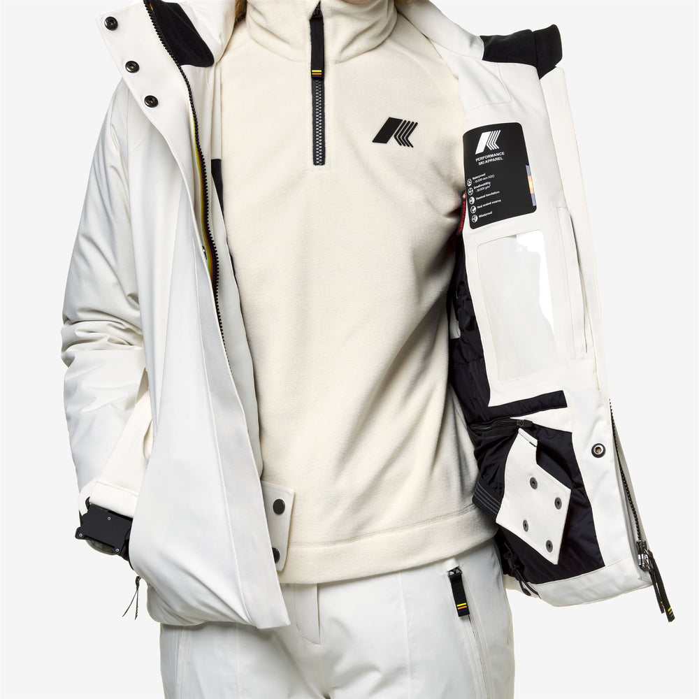 Grey White Women's Ski Jacket with Recycled Insulation and Belt 02