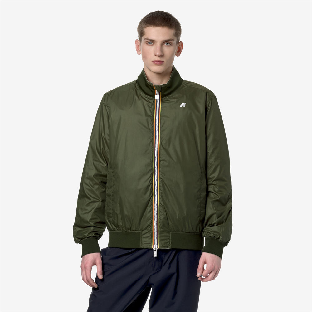 Giacca Bomber Corto Reversibile Uomo Verde Beige per Mete Variabili 02