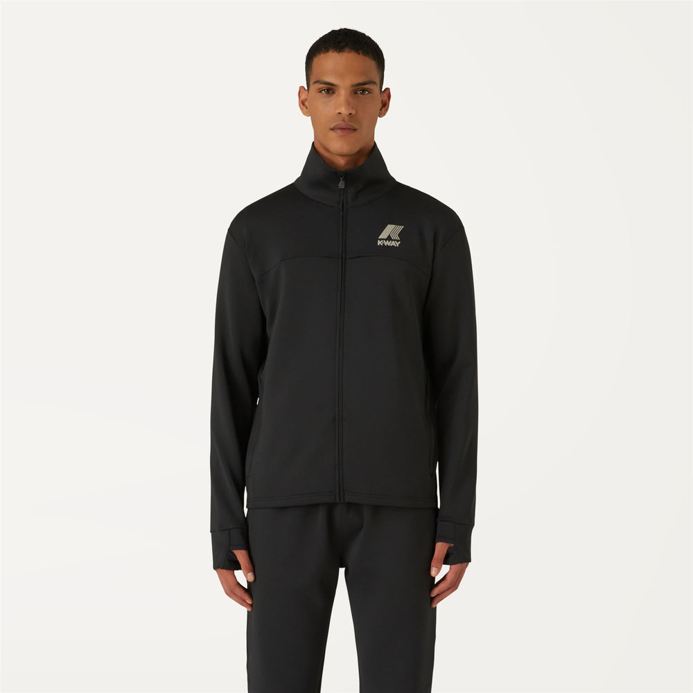 Giacca Fleece da Allenamento Uomo Nera Grigia con Fori per Pollice 02