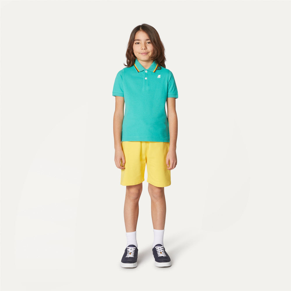 Marine Green Boy's Striped Polo Shirt for City Wear 02