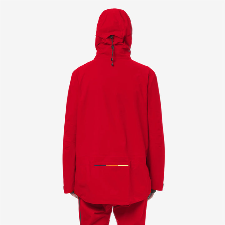 Chaqueta de esquí impermeable roja para hombre con bolsillos funcionales 7