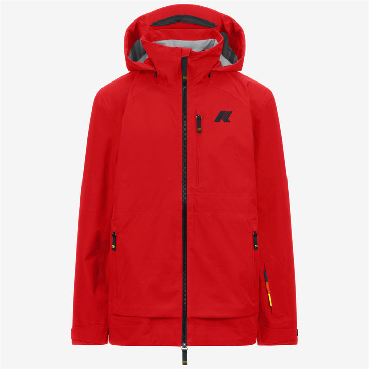 Chaqueta de esquí impermeable roja para hombre con bolsillos funcionales 1