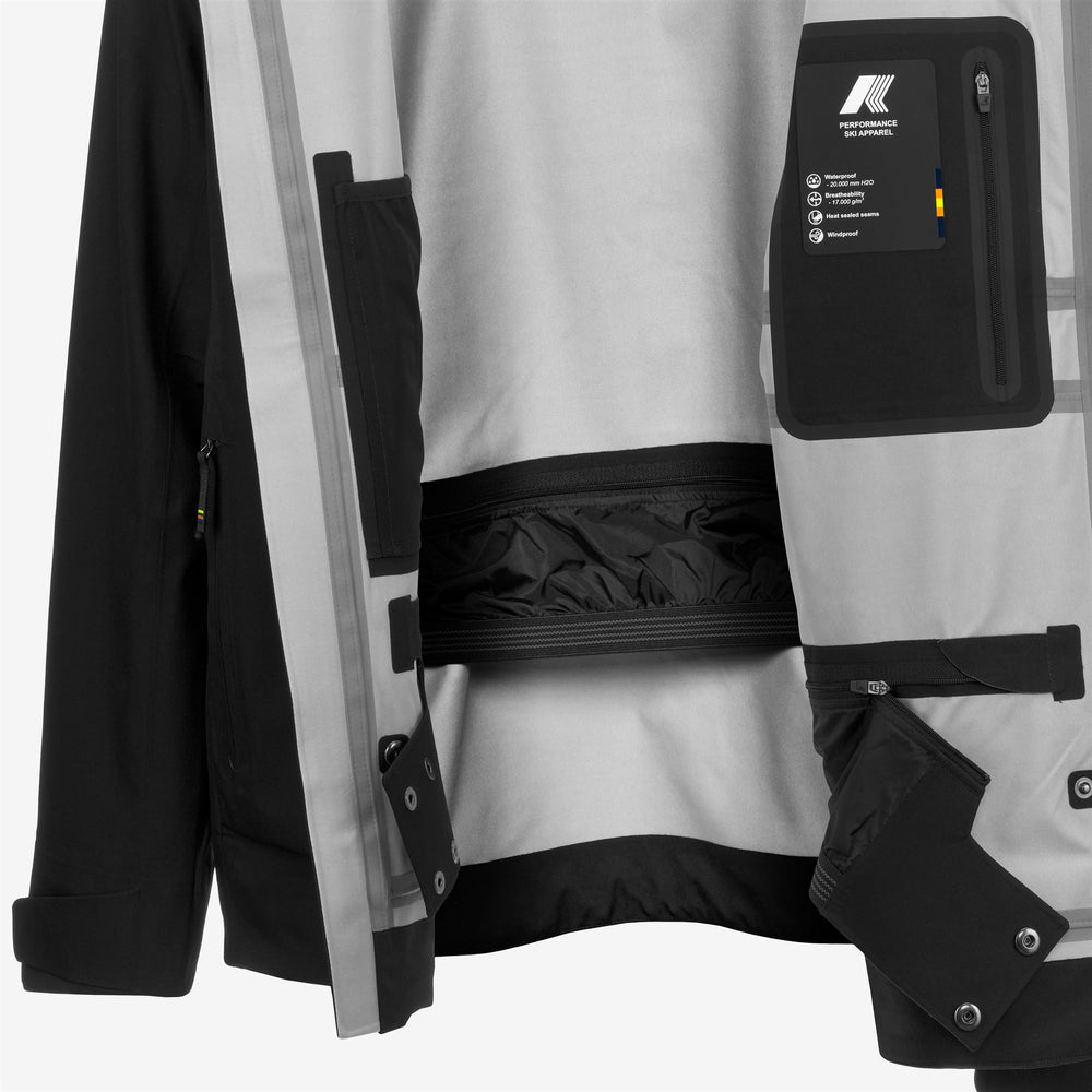 Black Grey Men's Waterproof Ski Jacket with Functional Pockets 02