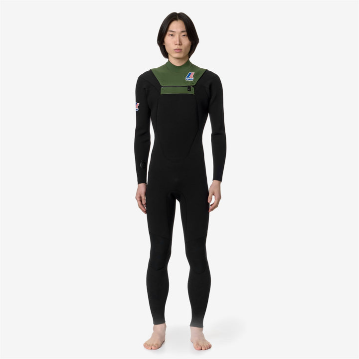 Wetsuits Unisex K-WAY LONG WETSUIT Long Wetsuit BLACK-OLIVE Dressed Back (jpg Rgb)		