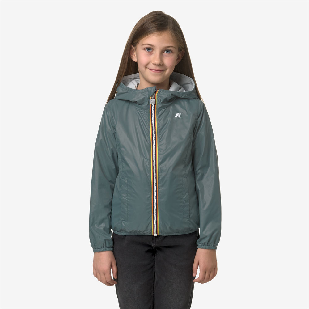 Grey Green Girls Reversible Packable Jacket for Variable Weather 02