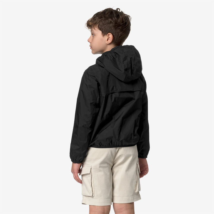 Jackets Boy P. JAKE PLUS.2 DOUBLE Short BLACK PURE - GREEN CYPRESS Dressed Front Double		