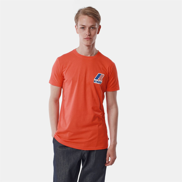 T-ShirtsTop Man PETE LOGO T-Shirt ORANGE Dressed Front (jpg Rgb)	