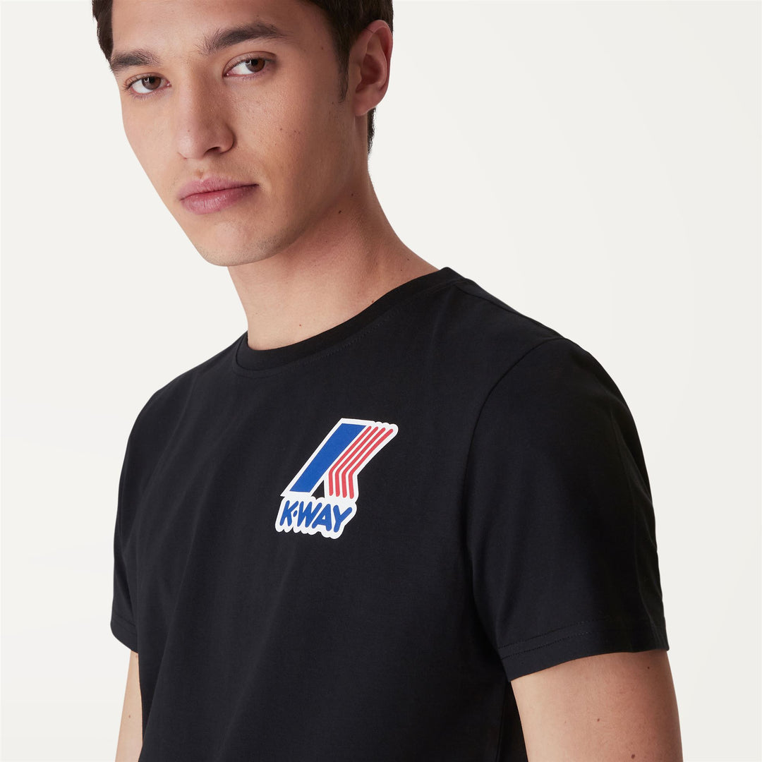 Camiseta de algodón casual para hombre en negro y gris con logo main
