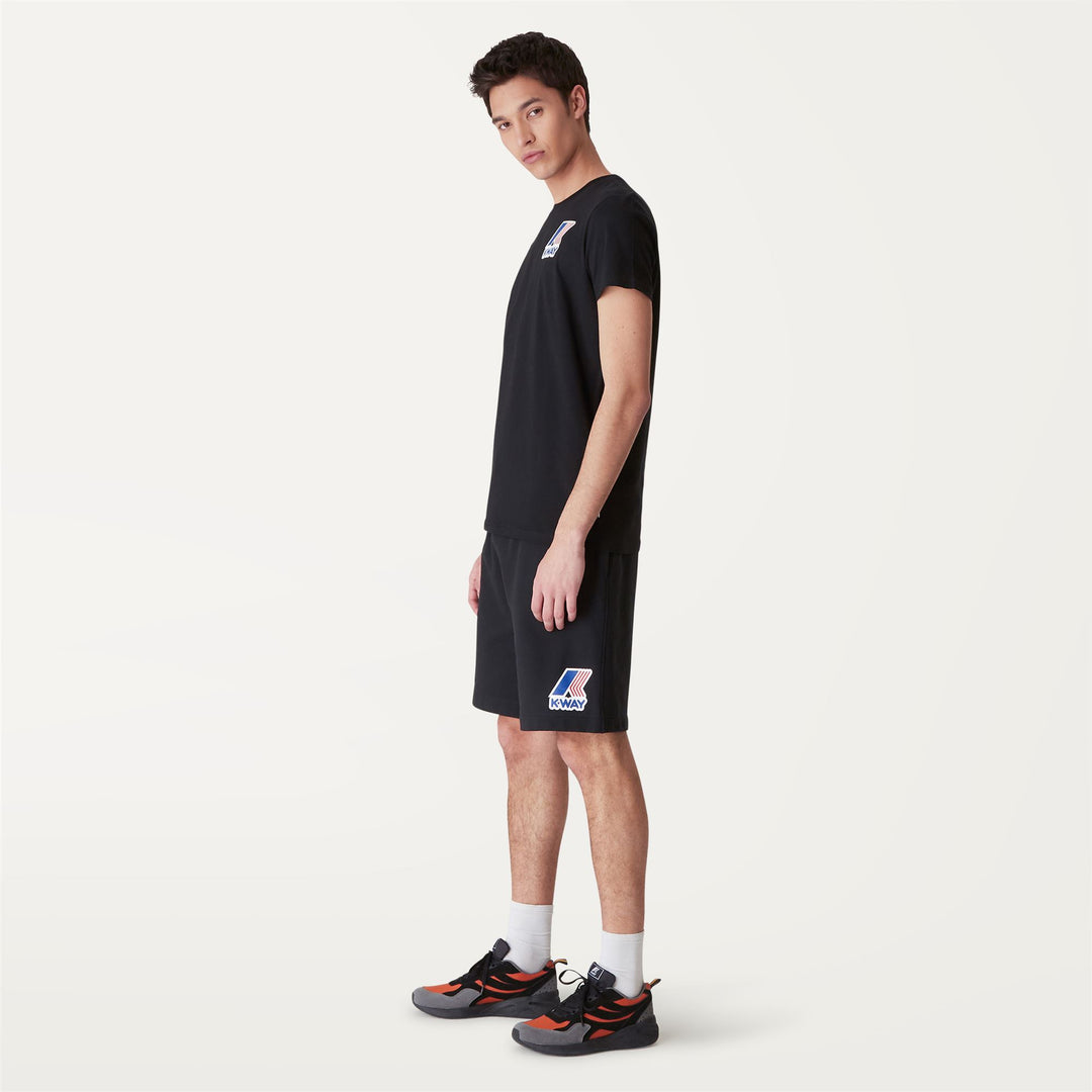 Camiseta de algodón casual para hombre en negro y gris con logo main
