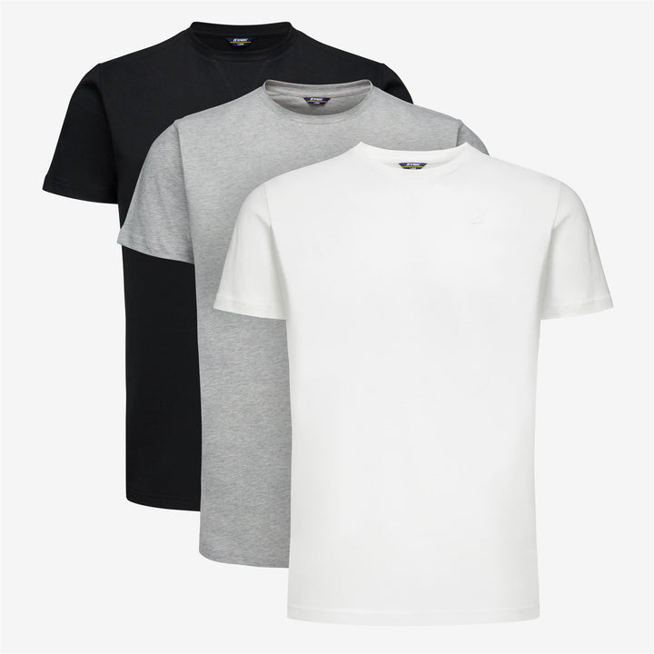 T-ShirtsTop Man EDWING ROUND SLEEVES THREE PACK T-Shirt WHITE-GREY MEL-BLACK Photo (jpg Rgb)			