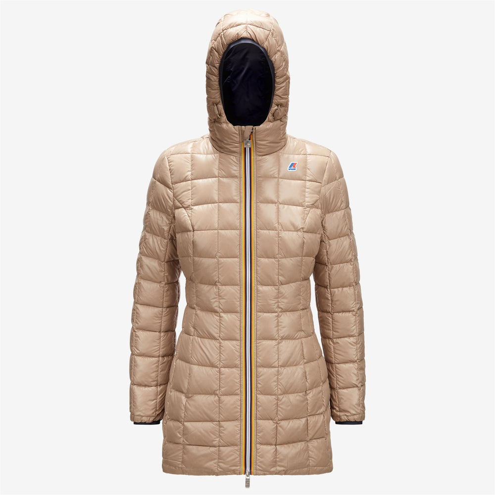 Giacca Piumino Reversibile Donna Beige e Blu per Clima Freddo 02