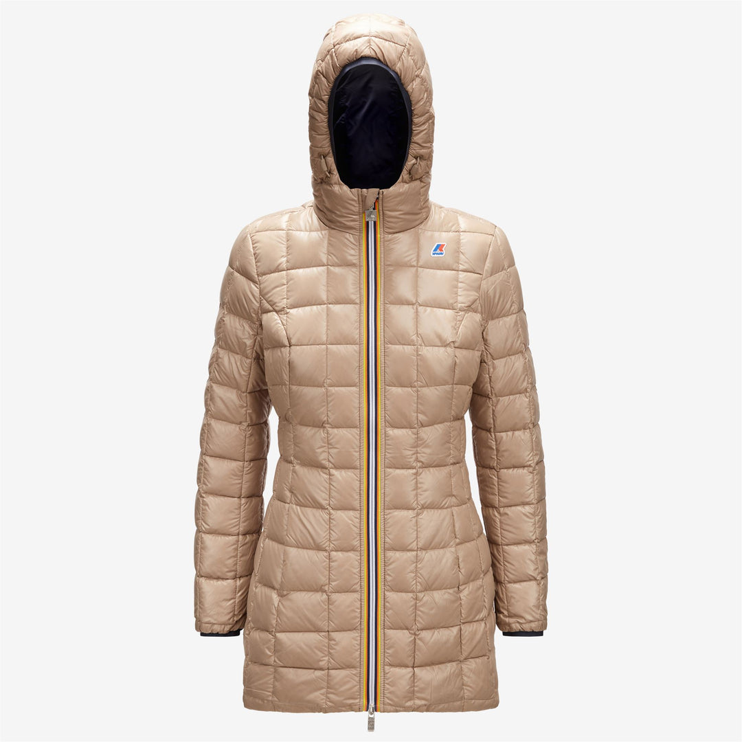 Giacca Piumino Reversibile Donna Beige e Blu per Clima Freddo main