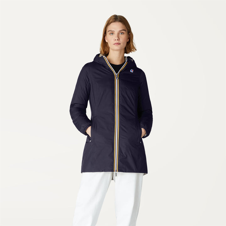 Giacca Piumino Reversibile Donna Beige e Blu per Clima Freddo 4